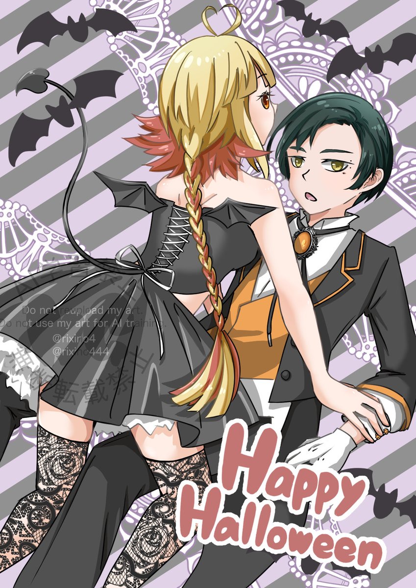 ハロウィンの絵！
小悪魔なジズさんと執事な田中くんです！
……執事ってハロウィン関係ある？