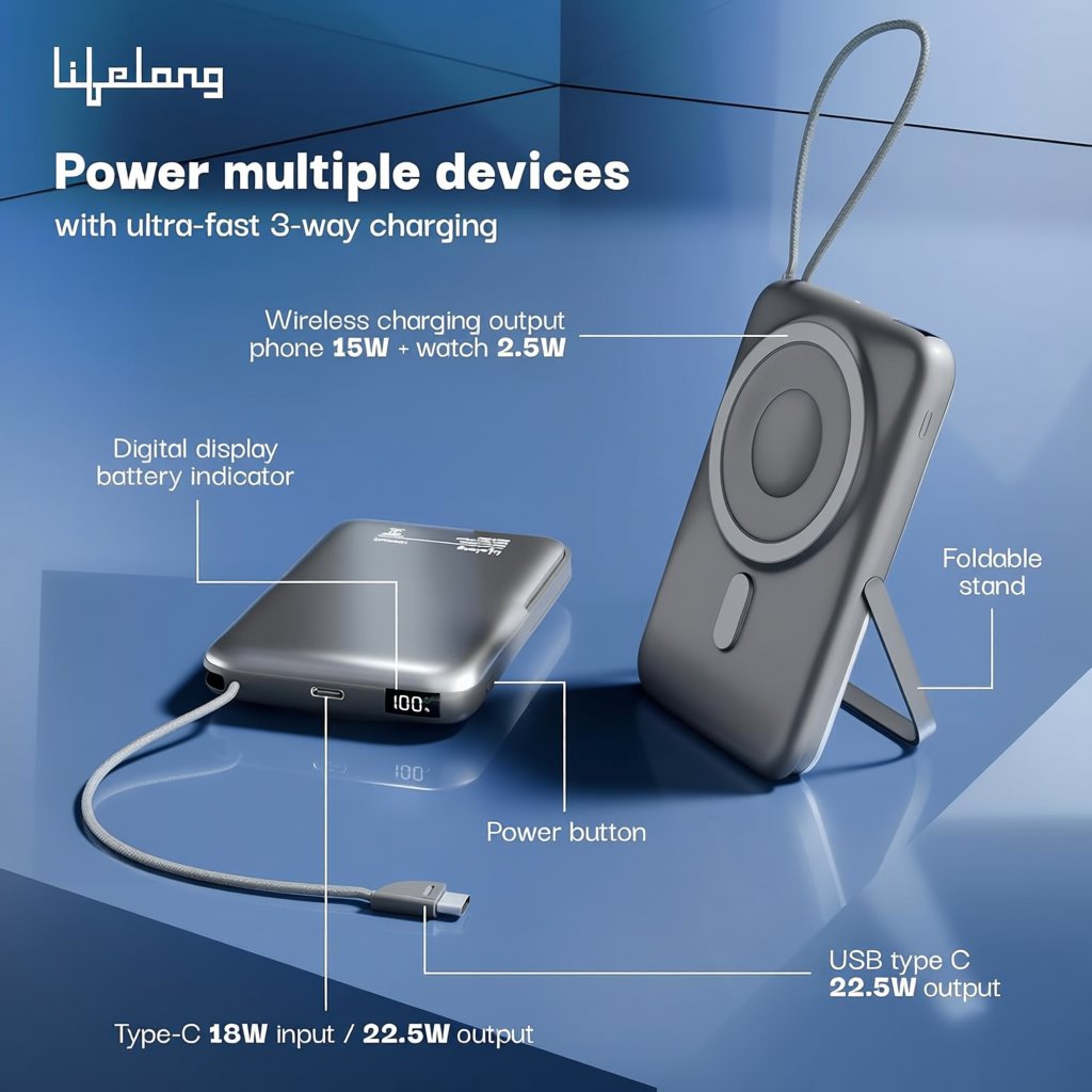 sirajclm's tweet image. Lifelong SnapVolt 10,000mAh MagSafe Power Bank Review: Wireless Convenience Meets Budget-Friendly Charging sirux.in/2025/10/lifelo…