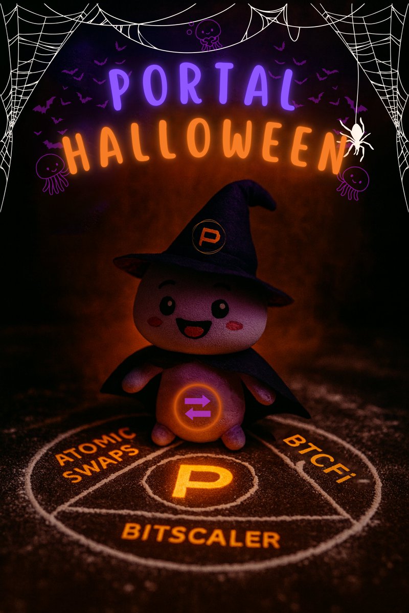 Kunz1175240's tweet photo. 🎃 PORTAL HALLOWEEN: Summoning the Future of Swap 🕯️

@PortaltoBitcoin with the power of Atomic Swaps, BitScaler, and BTCFi. 🔥

 🪼Jelies’s magic is real — the Portal opens. 🔮
------------------
#HalloweenMagic #PortaltoBitcoin #DeFi #BTCFi #BitScaler #AtomicSwaps https://t.co/7bjs6rlDx4