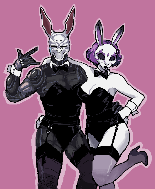 Why are they wearing playboy bunny suits? Cuz it's rabbit season of course! thank you <a href="/machin3gir1/">machine girl</a> for the amazing album I'm playing it on repeat and it's making me draw faster #machinegirl