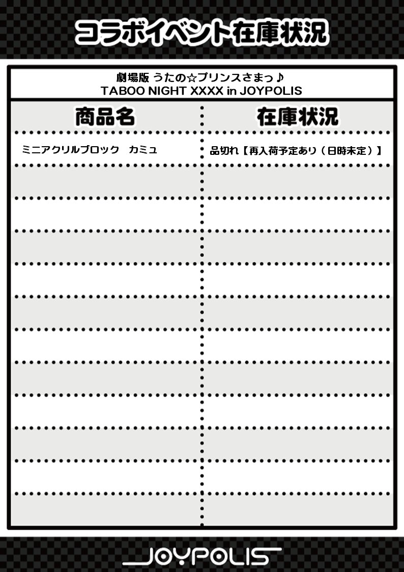 劇場版 うたの☆プリンスさまっ♪ TABOO NIGHT XXXX in JOYPOLIS