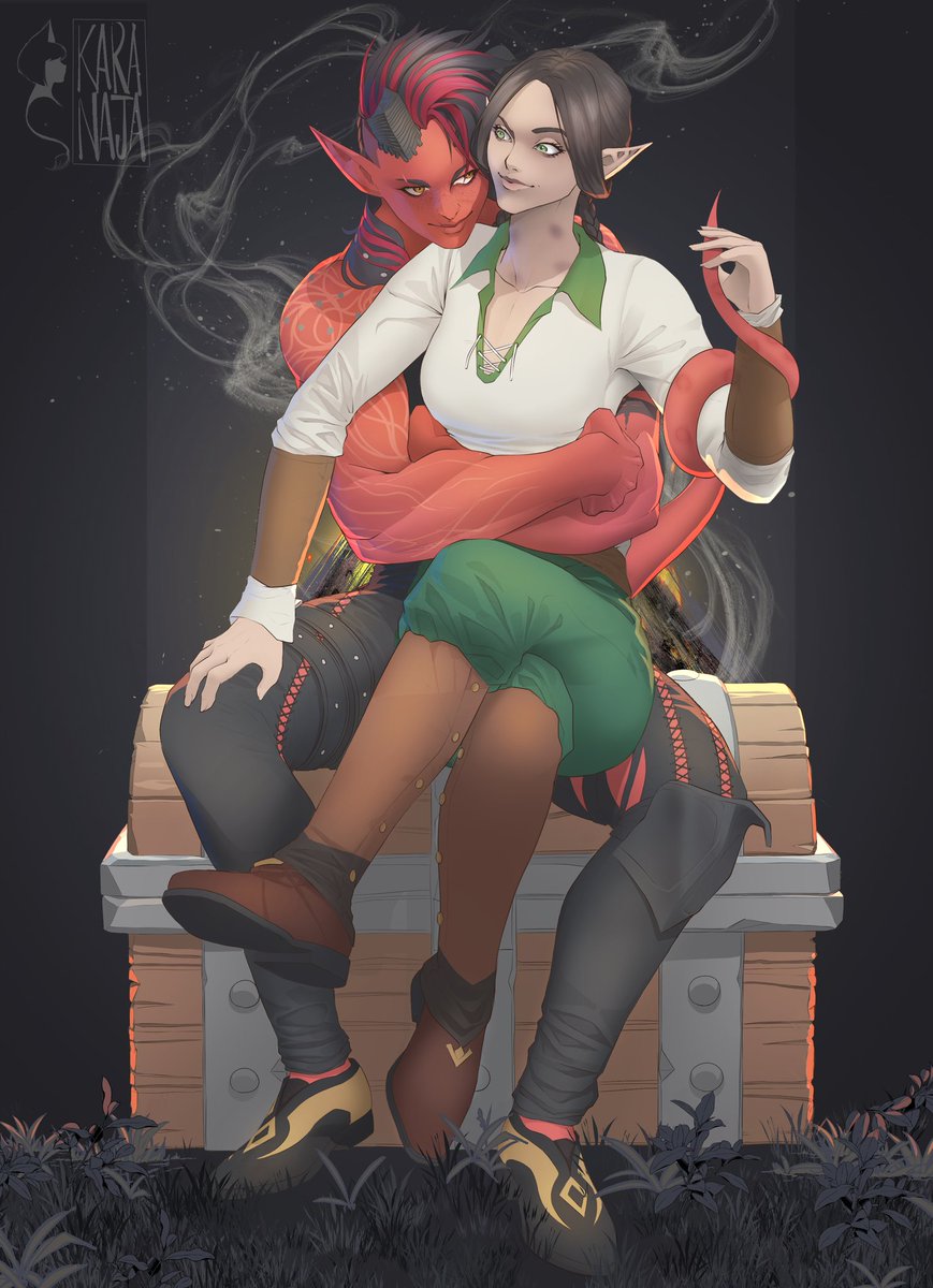 COMMISSION for (unknown)
Karlach and TAV from #baldursgate3 
So cute!! 😚😚
#Karlach #BG3 #WLW
