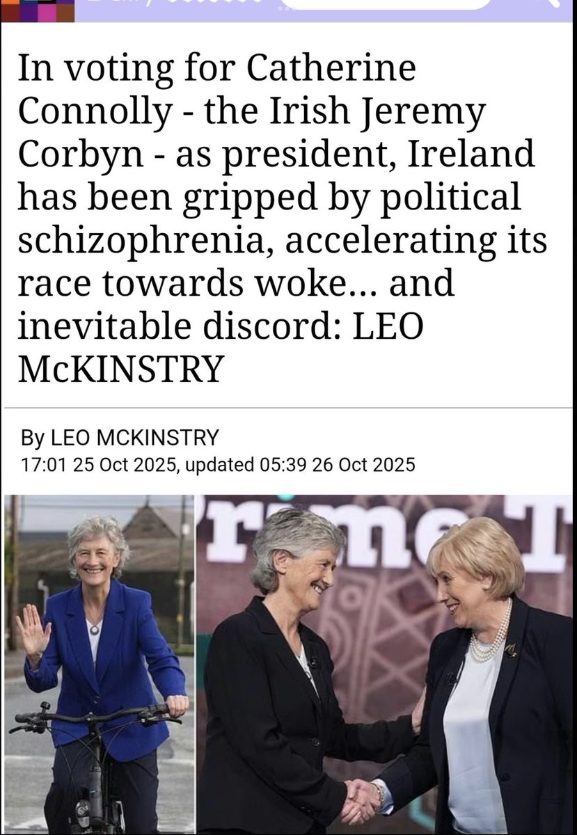 bestcanton7's tweet image. When MarinaPurkiss+others, said they couldn’t get behind Corbyn, but Starmer gave them hope, many on left felt disillusioned &amp;amp; let down. It proved the oligarch con worked. Here is an oligarch mouthpiece describing Catherine Connolly as “the Irish Jeremy Corbyn” do you see it now?
