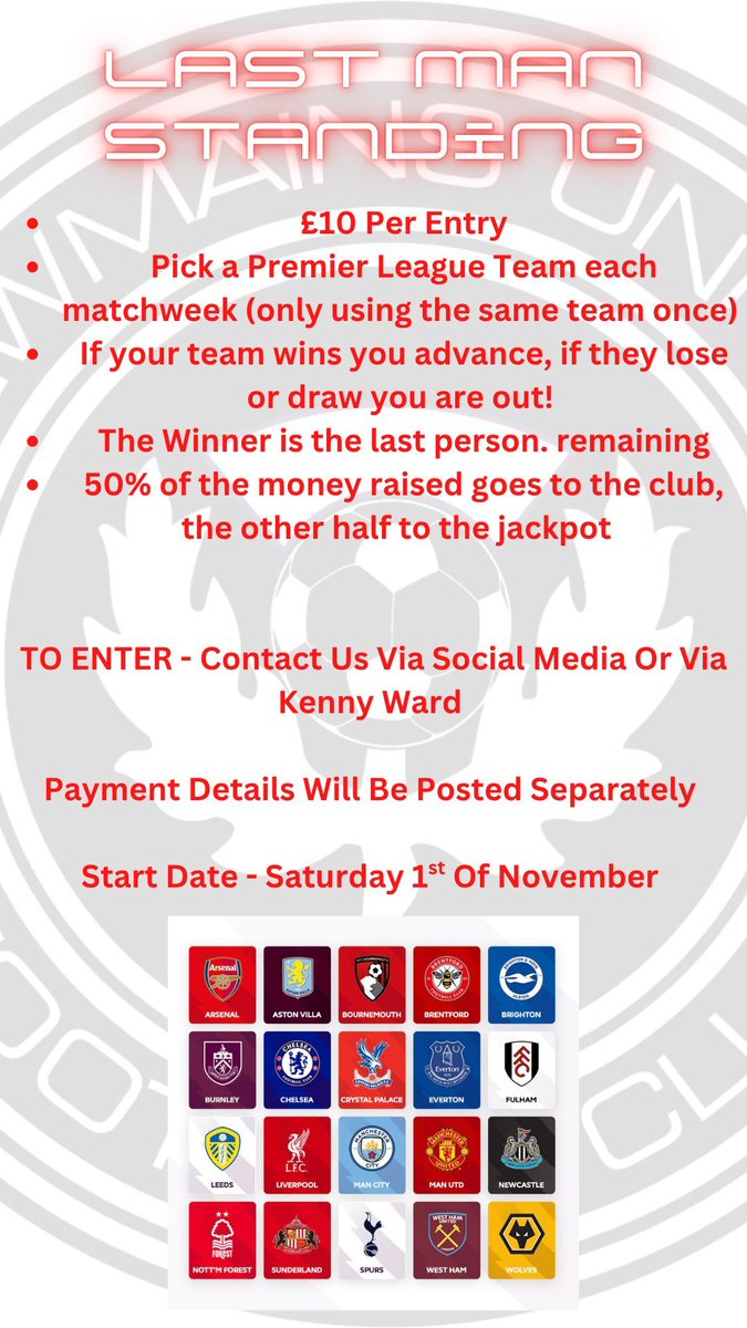 Our LMS Was Won Last Night By Ian Martin 👏🏻 

 So We Are Gonna Start Another LMS Competition Starting Saturday 1st Of November 

Anyone Interested in Joining Contact Kenny Ward Or via Any Of Our Social Media’s
