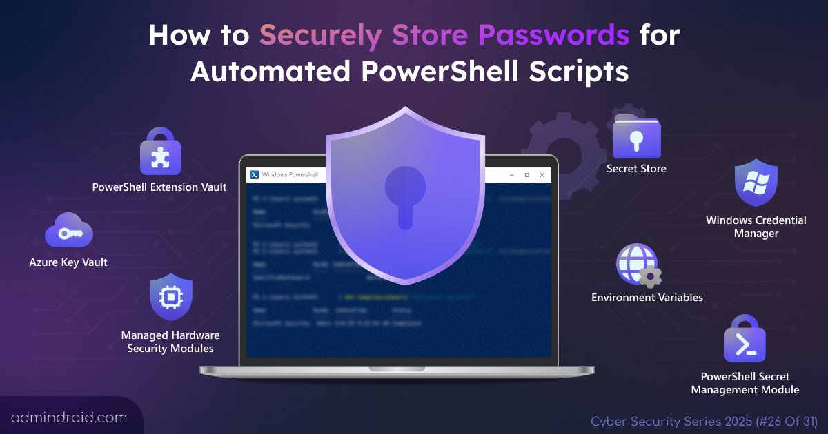 AdmiinDroid's tweet image. #CybersecurityAwarenessMonth Day 26/31: Still hardcoding passwords within PowerShell scripts?
Explore secure methods for storing passwords to protect workflows and maintain automation security. 
blog.admindroid.com/how-to-securel…
#AdminDroid #PowerShell #Automation #PasswordSecurity