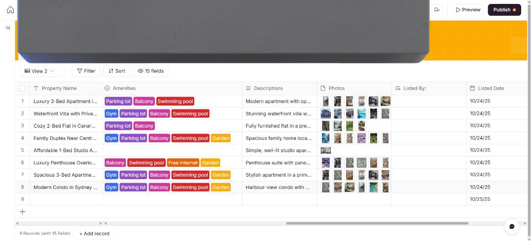 Cabeerah31's tweet photo. Update on the real estate portal weβre building together π‘
β
Database done which includes 7 tables
Next: frontend π©π½βπ»
Starting with database-linked parts before the rest.
Donβt worry, I will break it down in the next post π
#softr #realestate #nocode #clientportal https://t.co/uWIGv5mm7u