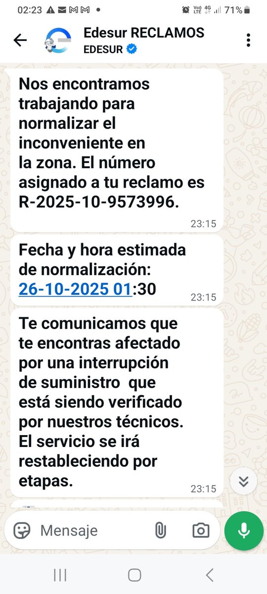 Ga_Lpz's tweet photo. #edesur #SinLuz #cortedeluz ASI "TRABAJA" @OficialEdesur 28 horas SINLUZ Van cambiando el horario, Y NO MANDAN A NADIE!!!!
#ENRE https://t.co/HOOPPPW1uS