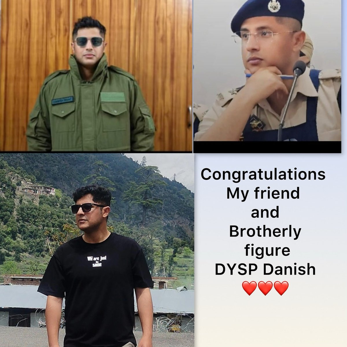 congratulations to my friend and brotherly figure, Danish Bai, on his well-deserved posting as DYSP (Security), Kashmir. Positions of such sensitivity and significance are reserved for officers of proven integrity, discipline, and professional uprightness.
