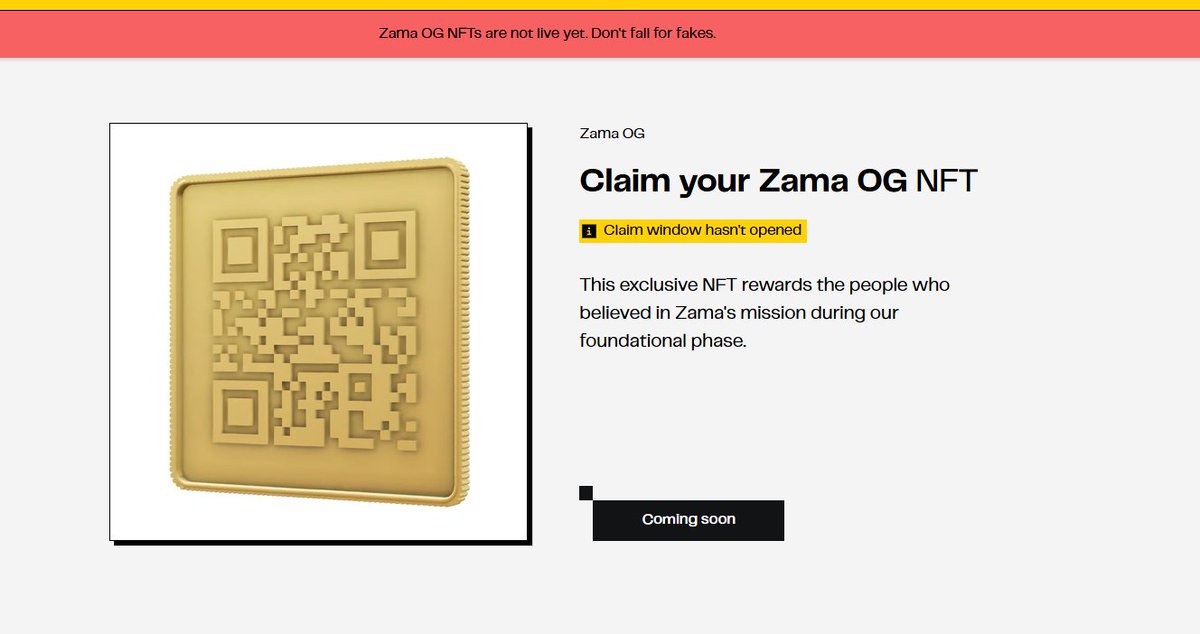 HerculesNode's tweet image. Zama OG NFT claim sayfası 

Zama OG NFT kazananlar buradan claim edecek. Şuan claim açık değil yakında açılacaktır.
zama.ai/nft/og

Toplam arz 3500 adet 
Ağ : Eth

@zama_fhe