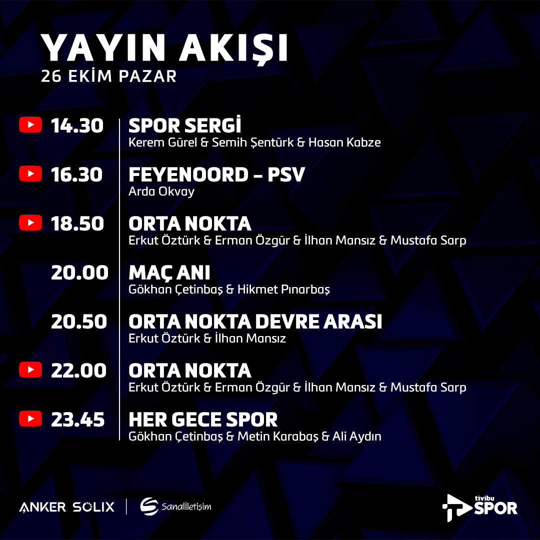 Tivibu Spor'da bugün👇