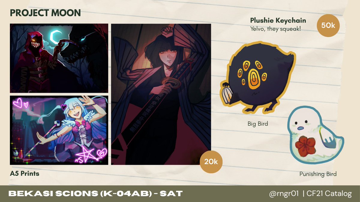 rngr01's tweet image. [❤️ &amp;amp; 🔄 appreciated!]
My final OTS catalog!

📍Bekasi Scions (K-04ab)
📆 Day 1 only!
✒️ Fallout, Guilty Gear, Final Fantasy XIV (FFXIV), Project Moon (Limbus Company, Lobotomy Corporation), Monster Hunter, Umamusume, mahjong, trades &amp;amp; more

#cf21 #cf21catalogue #comifuro21
(1/4)