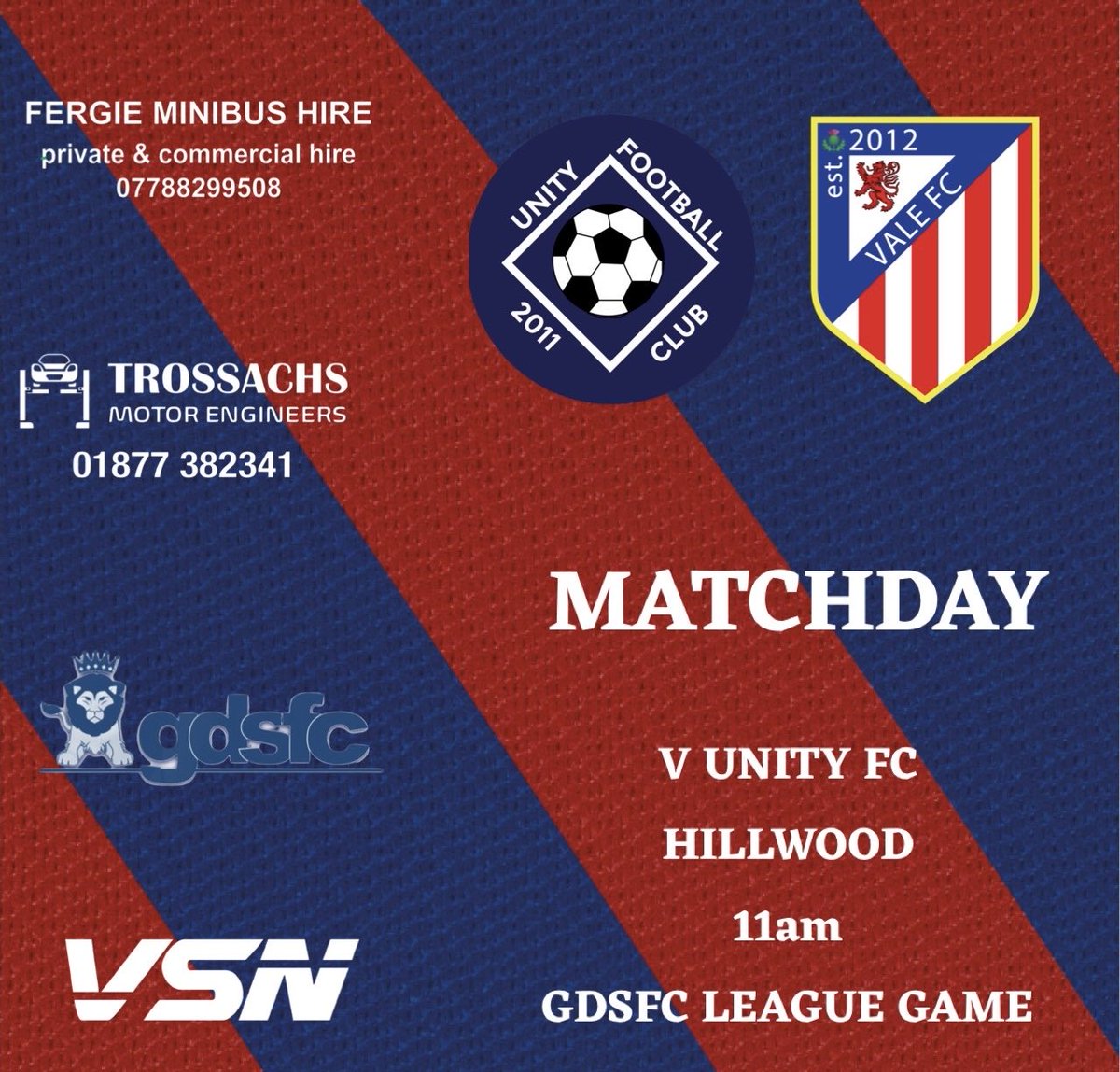Matchday. 

🏆 GDSFC League game     
🆚 Unity FC                                      
📅 26th October    
📍 Hillwood
⌚️ 11am KO 

🔵🔴