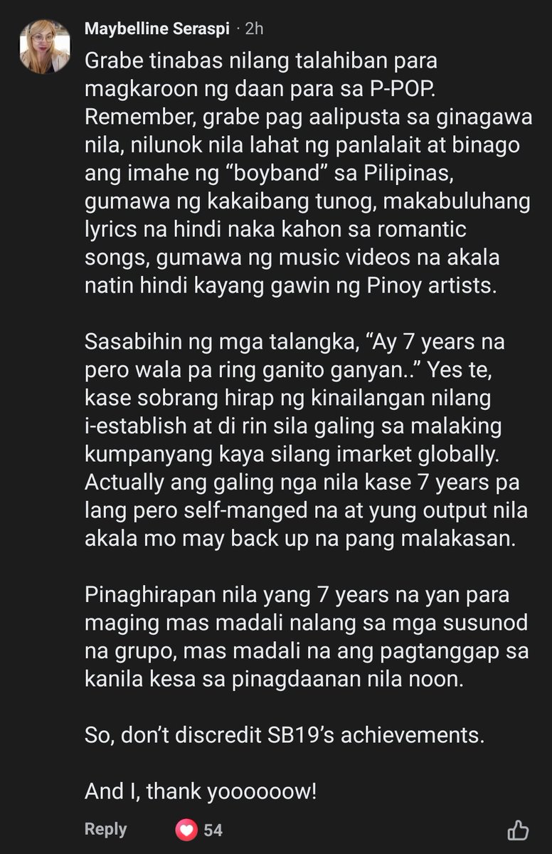 I saw this on Facebook and I don't think I couldn't have phrased my sentiments any better.

Congratulations, boys.

You deserve the world.

7 YEARS WITH SB19
FAST ZONE MAMAYA NA
<a href="/SB19Official/">SB19 Official</a> #SB19
#SB197thAnniversary