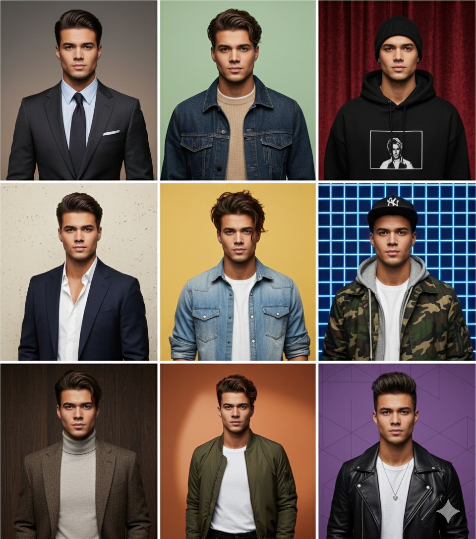 Beingsayedul's tweet image. Google Gemini Nano Banana Prompt share ⤵️
"Generate an ultra-realistic, avatar portraits of this person, wearing a random profesional, casual, streetwear attire with different hairstyles in a 3x3 grid format, closed up photo id size, on a random studio portrait backdrop."