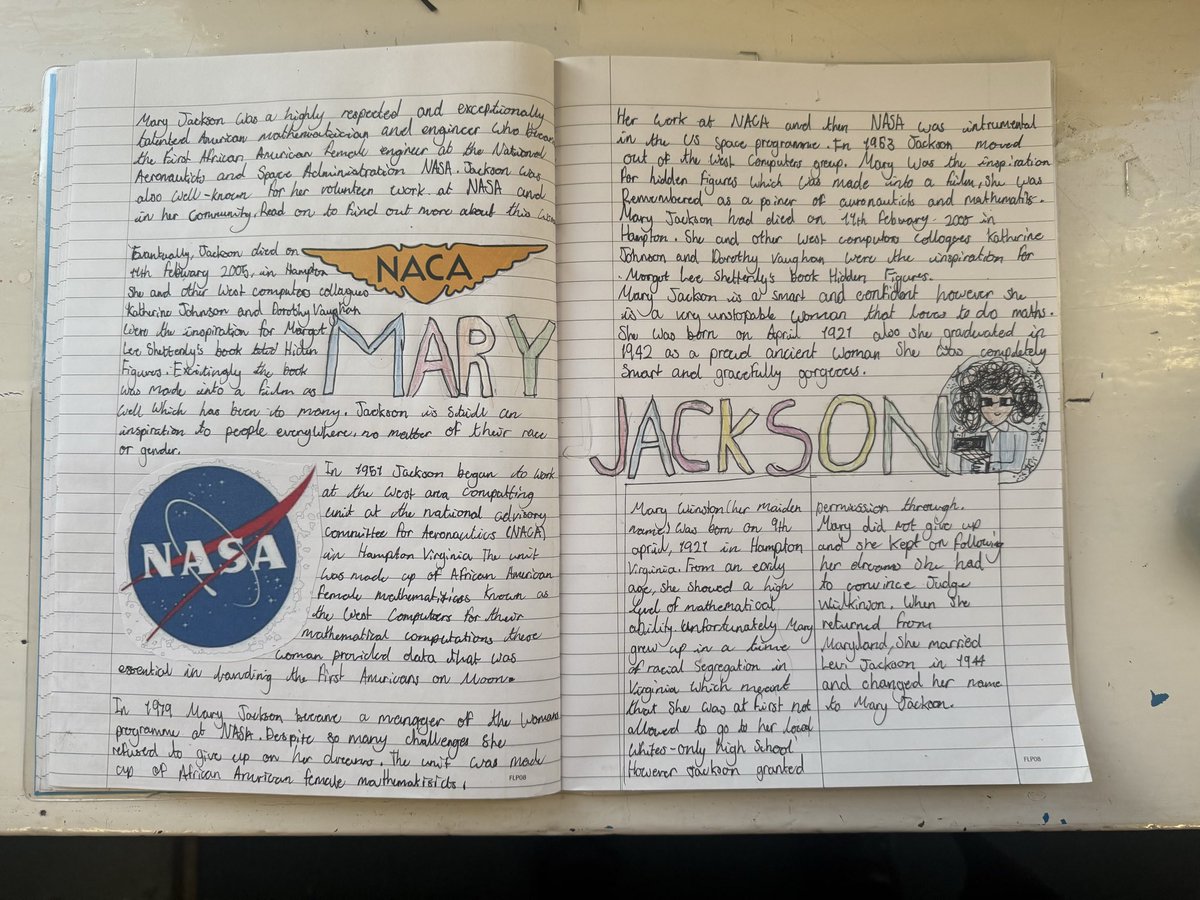 Year 5 have been inspired by Hidden Figures, their literacy text this term! They have written brilliant biographies about Mary Jackson — NASA’s engineer. Their double-page spreads are absolutely stunning and so eye-catching! 🚀📚 <a href="/PrimaryMay/">Princess May Primary School</a> <a href="/theliteracytree/">Literacy Tree</a>