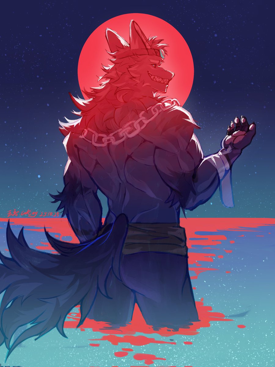 Staring at the red moon in the tears of the ocean