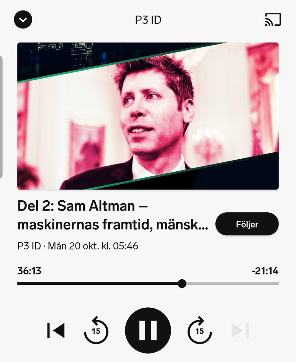 kentlundgren's tweet image. Del 2: #SamAltman – maskinernas framtid, mänsklighetens dilemma   sverigesradio.se/play/avsnitt/2…
  #nyaAI