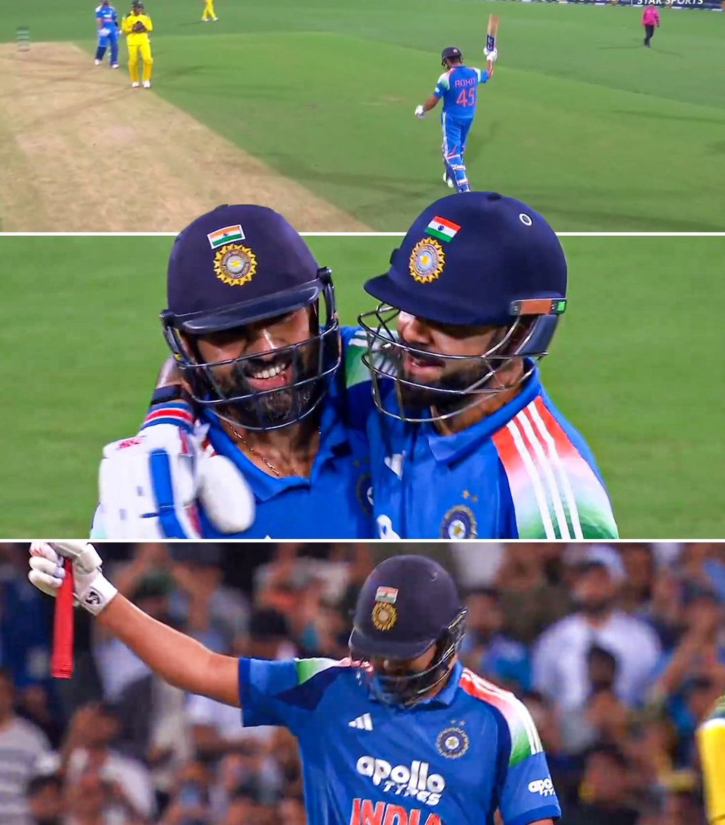 #AUSvsIND 🇮🇳
Rohit Sharma brings up a majestic 33rd ODI century 💯🔥
Virat Kohli on 68 — feels like the old golden days again. 

The Kings are back. 👑 #Hitman #RohitSharma #ViratKohli #roko