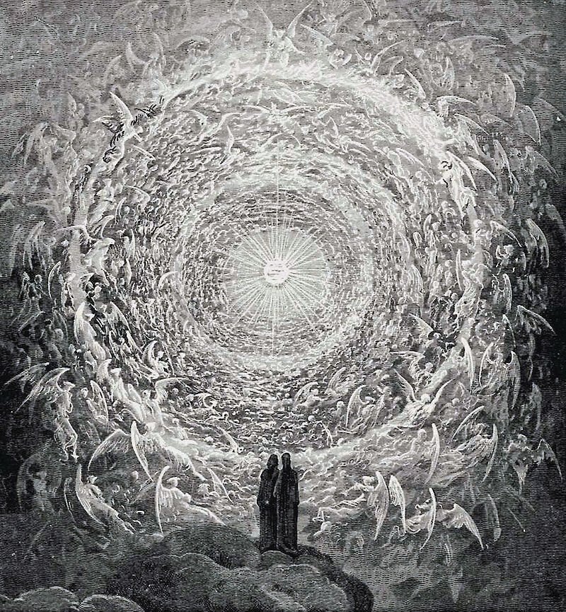 X_ArtGallery's tweet image. Gustave Doré - The Circle of Angels, Dante's Paradiso