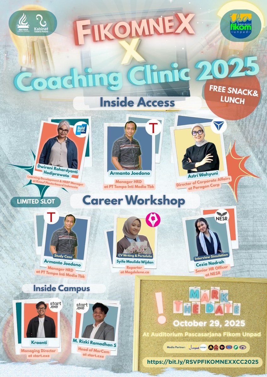HELLO FLAGSPOTTERS 🕵🏻‍♀️🚩

​Get ready to recognize the "Red Flags" that hinder personal development and the "Green Flags" that unlock success in the professional world with 𝗙𝗜𝗞𝗢𝗠𝗡𝗘𝗫 𝘅 𝗖𝗢𝗔𝗖𝗛𝗜𝗡𝗚 𝗖𝗟𝗜𝗡𝗜𝗖 𝟮𝟬𝟮𝟱👩‍💻 

Register Now: bit.ly/RSVPFIKOMNEXXC…