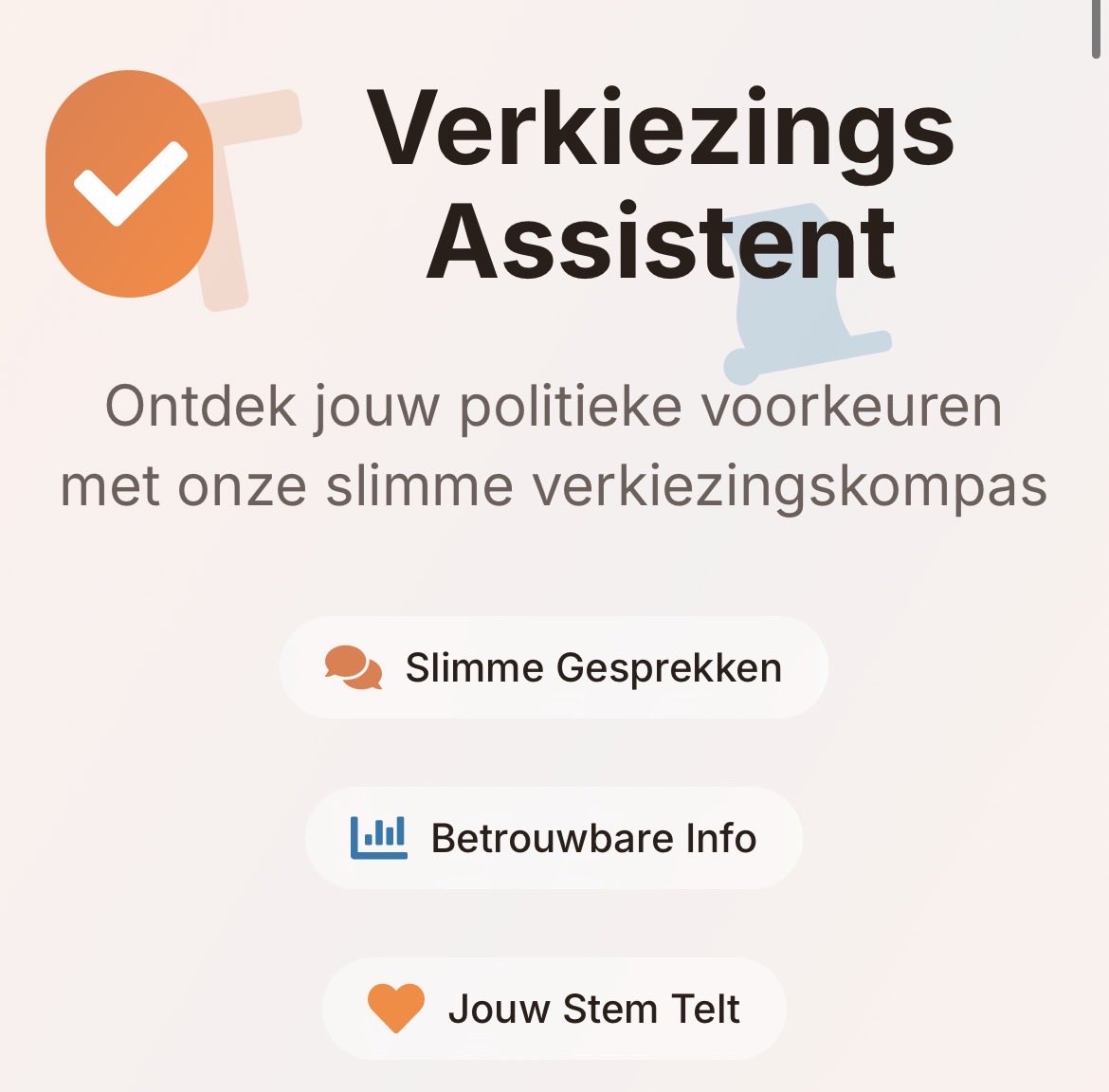 Ben jij nog een #ZwevendeKiezer voor de #verkiezingen van woensdag? Ben je gewend om met ChatGPT of soort gelijke tools te chatten? Check Verkiezings Assistent - voor alles rondom de verkiezings programma's

verkiezingsassistent.nl