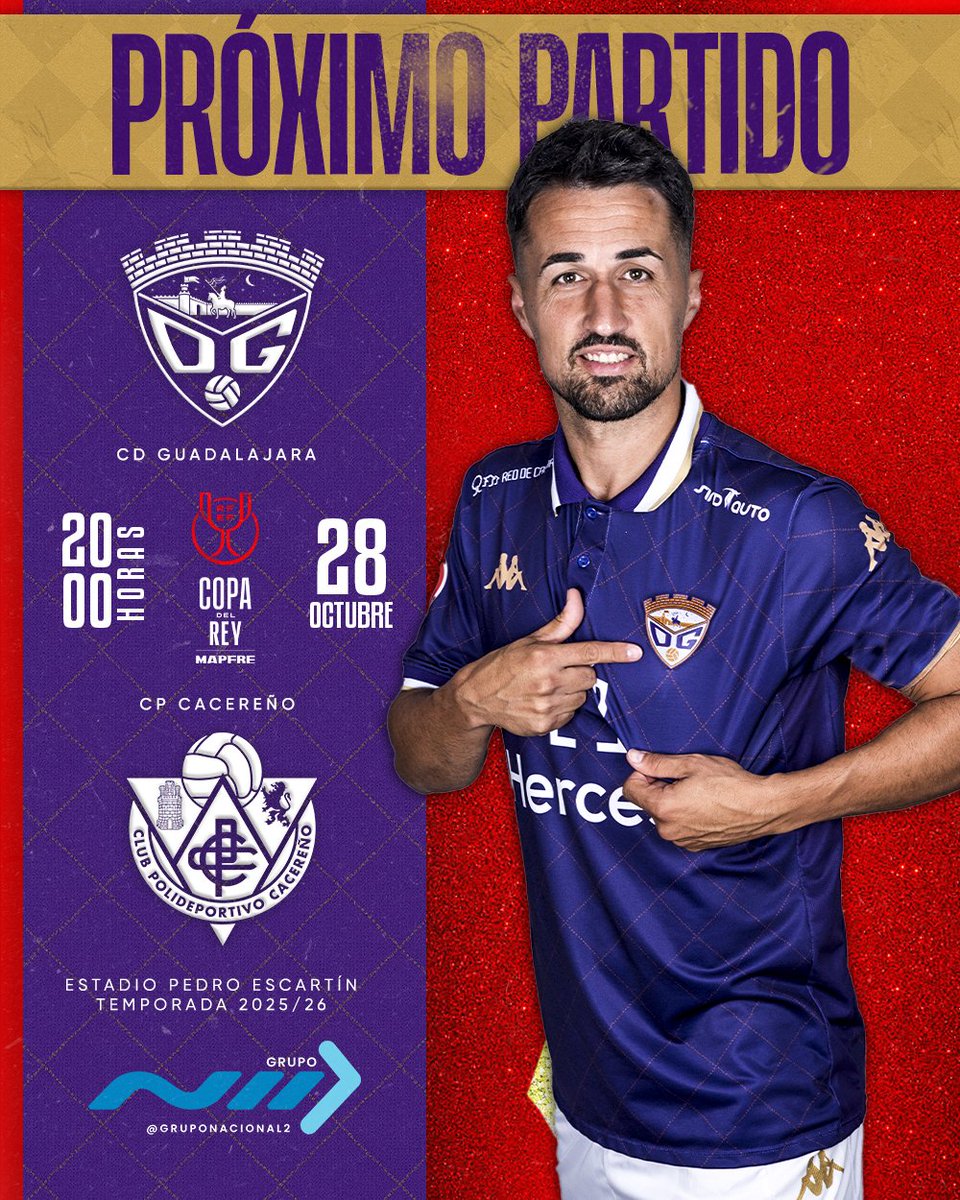 ❗PRÓXIMO PARTIDO

 🏆 #CopadelReyMAPFRE | Primera Eliminatoria
🆚  <a href="/CPCacerenoSAD/">CP Cacereño 🟢🐉</a> 
 
🏟️ Pedro Escartín
📍 Guadalajara

📆 Martes, 28 de octubre
⏰ 20:00h

🎟️Entradas⬇️

🤝 Afición visitante y general: 15€ (Día de partido en taquilla 20€)
📲 Adquiere tu entrada online:
