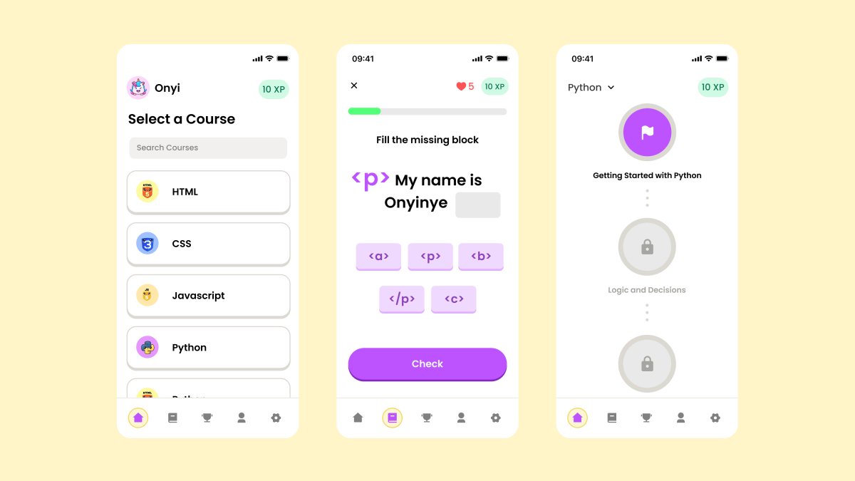 __Onyi's tweet image. My stage 1 task for HNG internship I designed a kids coding app.