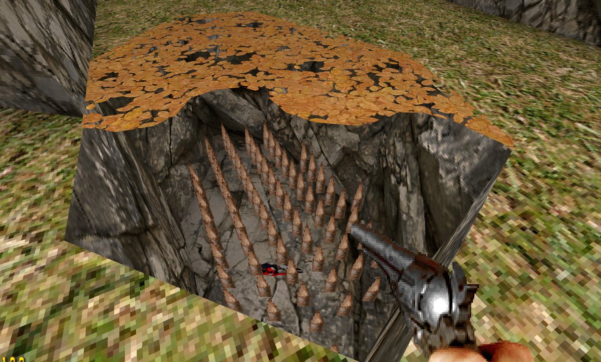 Today I'm doing some traps for the forest, i got some Crash Bandicoot ideas XD
#indiegame #boomershooter #retrostyle #FPS #gameDev #gzdoom #uzdoom