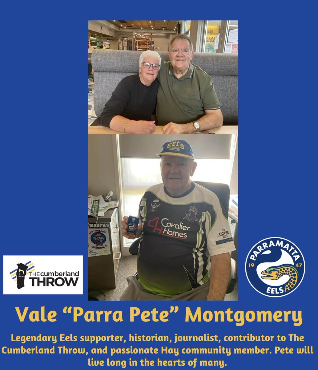It is with much sadness that I share the news of the passing of “Parra Pete” Montgomery. Pete took TCT into his heart, sharing historical contributions &amp; topical opinions, &amp; for that we will be eternally grateful. On behalf of TCT I extend our sympathies to all Pete’s loved ones.