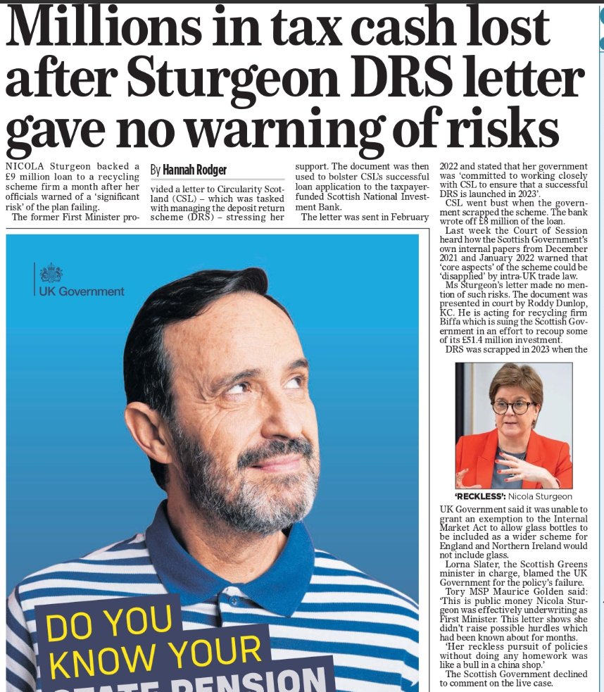 Taxpayers left picking up the bill again.

Nicola Sturgeon backed a £9 MILLION loan for the failed DRS scheme — ignoring warnings of “significant risk” from her own officials.

No mention of the danger in her support letter.

£Millions lost and no accountability.