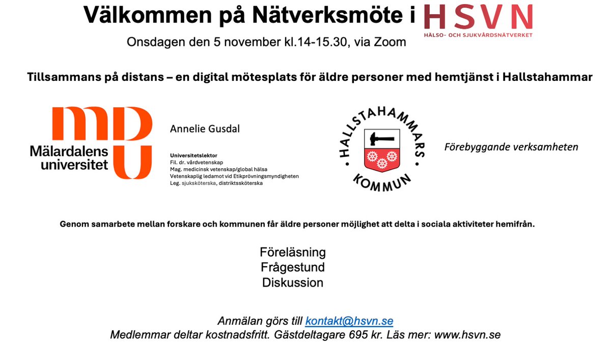 HalsoOch's tweet photo. Arbetar du inom digitalisering av vård, inom hemtjänsten eller på kommunkontoret? Missa inte denna föreläsning och diskussion den 5 november.
Läs mer på https://t.co/vpiquJZD0a https://t.co/8smpsJFe8m