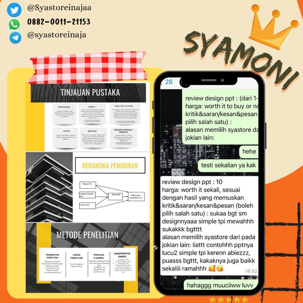 alisyakinara's tweet photo. OPEN 1 SLOT ONLY!

Joki ppt premium! yang butuh joki ppt sidang/sempro/semhas/kerja, design cakep dan rangkuman ngga asal boleh langsung wa yaa! Link wa di bio! https://t.co/jAlLz97wL8