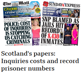 BBC Scotland's pro BritNat culture is surely no longer in doubt. Two notoriously right wing BritNat papers lead the newspaper promo section today. Both with crime related headlines.
