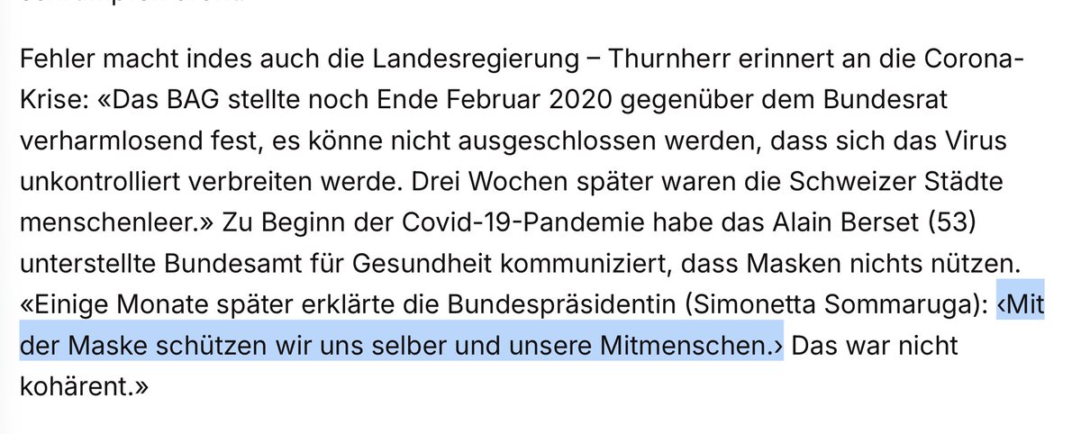 Das war tatsächlich nicht kohärent – denn der angebliche Nutzen der Chirurgiemasken beim Posten in der Migros wurde bis heute nie belegt.