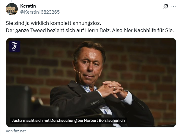 Hier ist nur eine Person ahnungslos.

Da hilft dann auch kein Blocken, um der Belehrung zu entgehen.