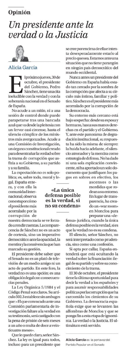 Tic tac, tic tac, Pedro.

Se acabó la huida y las mentiras.

Os comparto mi artículo en <a href="/larazon_es/">La Razón</a> ⬇️