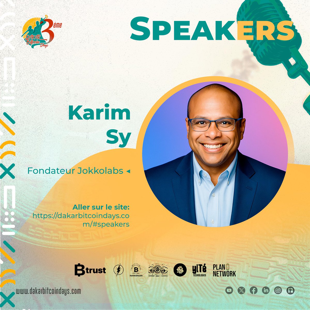 🎤Speaker - Dakar Bitcoin Days lll

Karim SY (<a href="/ksyDaily/">Karim  SY</a>) est un entrepreneur franco-sénégalais, figure majeure de l’innovation numérique en Afrique et fondateur de Jokkolabs, un réseau panafricain d’espaces de coworking et de collaboration lancé en 2010 à Dakar.
⬇️