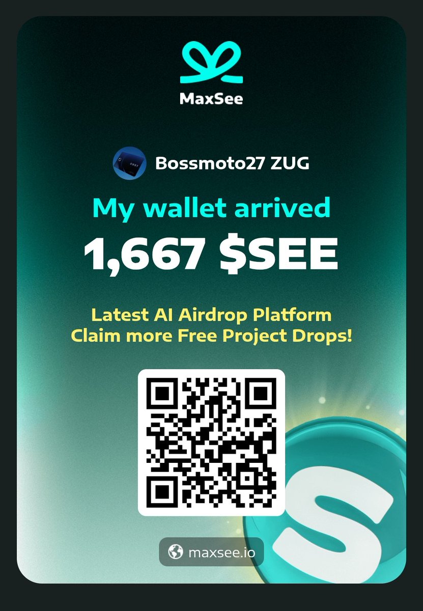 CernalTeng27's tweet image. Claim your $SEE now!! 
Click here👇👇👇
maxsee.io/?k=E3658768

#completeTASK
