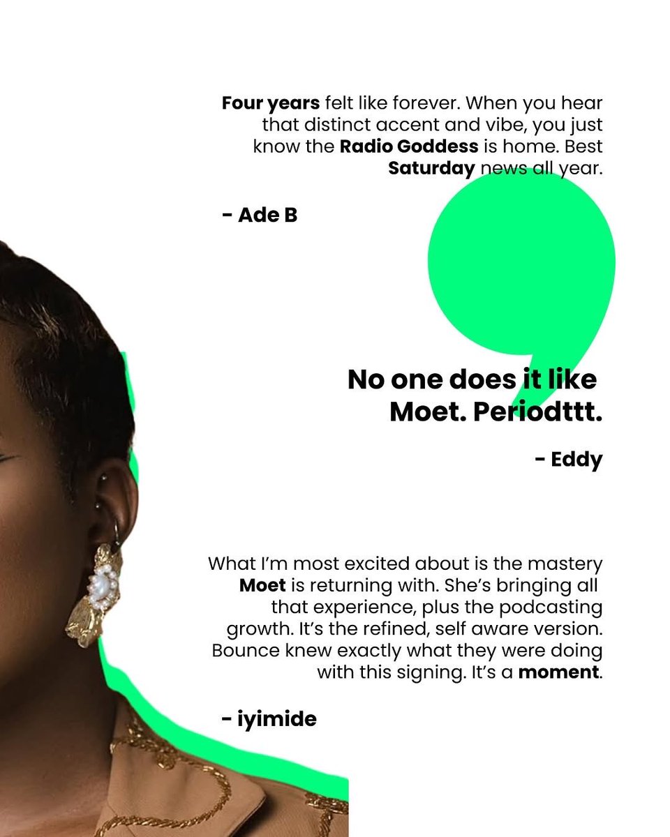 bounceradiolive's tweet image. It’s not even a matter of telling; it’s a matter of showing.” - @Moetabebe_ . The radio goddess takes the mic on Bounce 89.1FM 

Read more: 🔗 in bio/ thebounce.net
✍🏾; Johnson Opeisa 

#MoetAbebe #Bounce891FM #BounceRadio