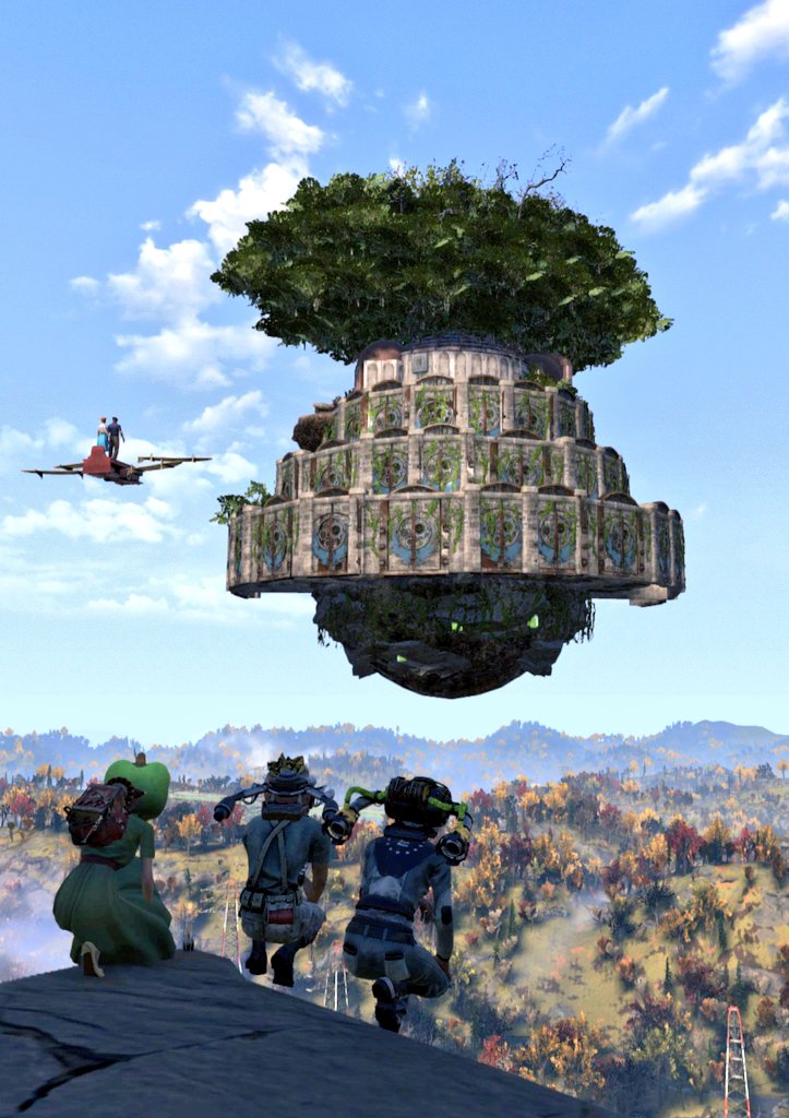 おぼぼぼぼぼ<a href="/OBORO_080059/">－𓆏 OBORO 𓆏－</a>の
ラピュタ見てもうた！
うおおおおお！
空高く浮遊しとるやんけ！
VCでまぬまぬがラピュタの歌を
ふふんっふ♪ふっふん♪
歌ってくれるのを聞きながら
見る景色は絶景やったわ👍
ナイスきゃぁぁぁぁんっぷ！ぐっ👍
#Fallout76