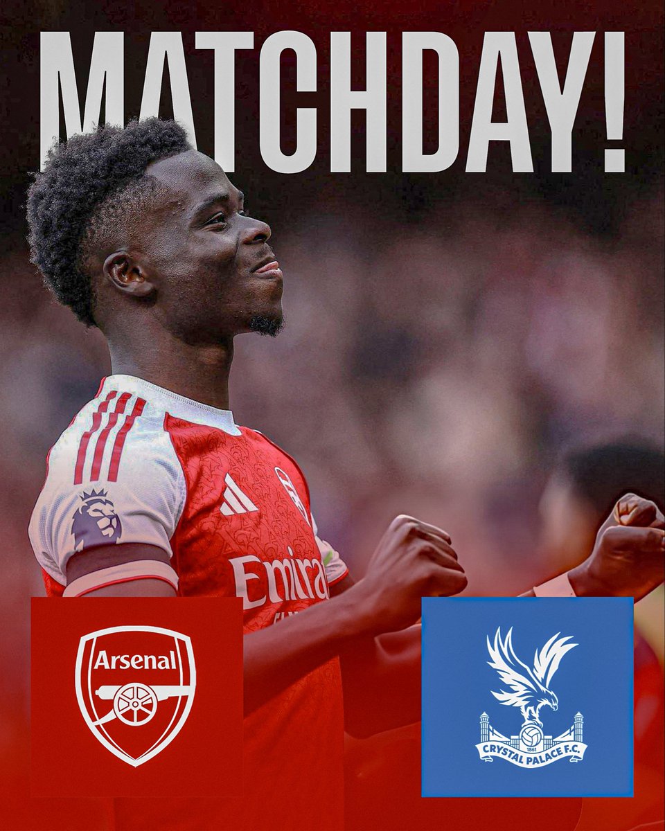 now_arsenaI's tweet photo. It’s Matchday! And Arsenal have the chance to make it ten games unbeaten in all competitions today as they host Crystal Palace at the Emirates Stadium…

⚽️ Arsenal v Crystal Palace
🏟️ Emirates Stadium
⏰ 14:00 GMT kick-off
🏆 Premier League

Another game, another win needed.

COYG!💪🏼