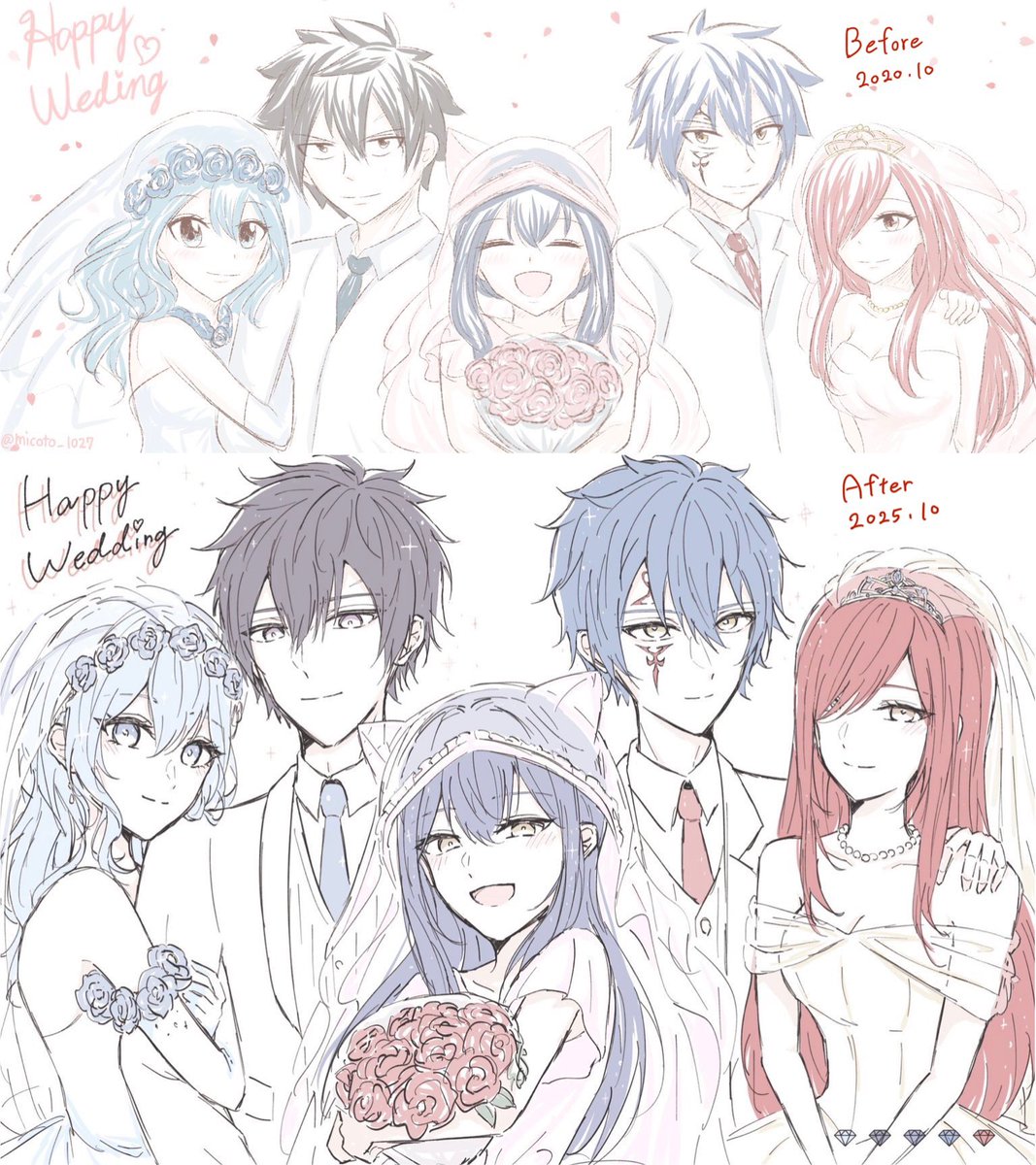 5年前に描いた絵のリメイクでした👐めっちゃ変わった！