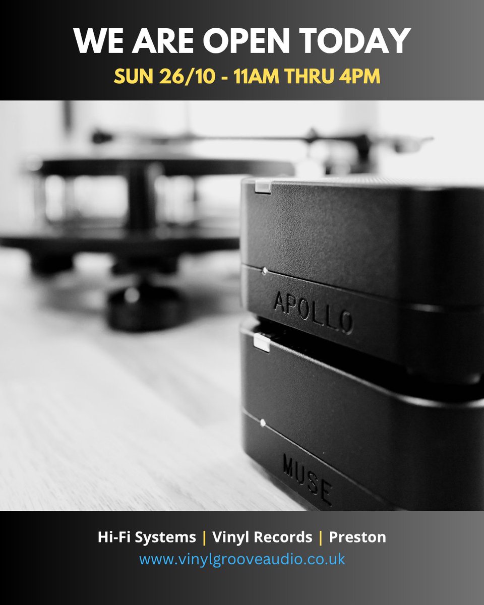 vinylgrooveaud's tweet photo. Our #preston showroom is open today #sunday 11am-4pm (26/10) for the best advice and #premiumaudio &amp; #hifisystem demonstrations:  

https://t.co/gAZX7PsjWh

#MichellAudio #MichellApollo #Phonostage https://t.co/Hr3xbzNo3f