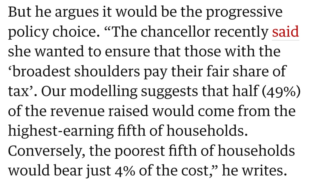 It's astonishing that <a href="/thefabians/">The Fabian Society</a> can't see that freezing thresholds is more regressive than increasing the rate. Can someone like <a href="/RichardJMurphy/">Richard Murphy</a> explain it to them? Because this is just economically illiterate. As a low earner, please don't do this

theguardian.com/uk-news/2025/o…