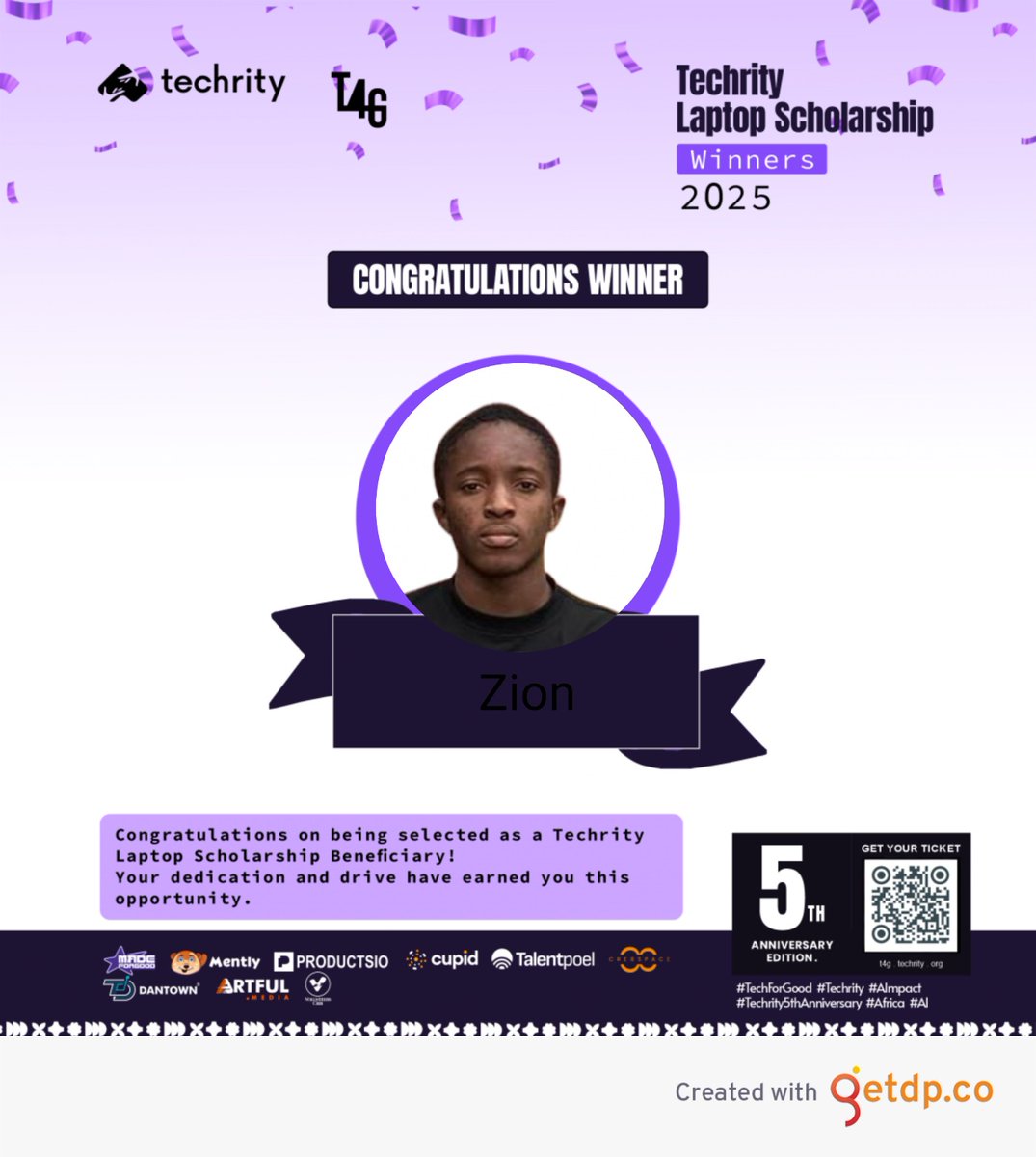 I am a beneficiary of <a href="/techrityorg/">Techrity</a> 's laptop and data support program 🔥🚀