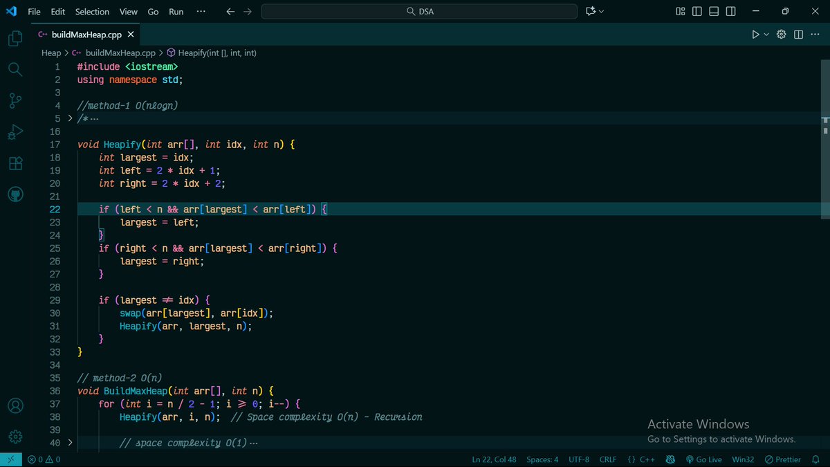 rubayedahmed_'s tweet image. 🧠 Day 170 - #DSA  
Today I explored: 
• Build Max & Min Heap in O(n) using the step-down approach .
• Heap Sort (O(n log n), O(1) space) 
• Priority Queue fundamentals
#DSA #Heap #HeapSort #Coding #Algorithms