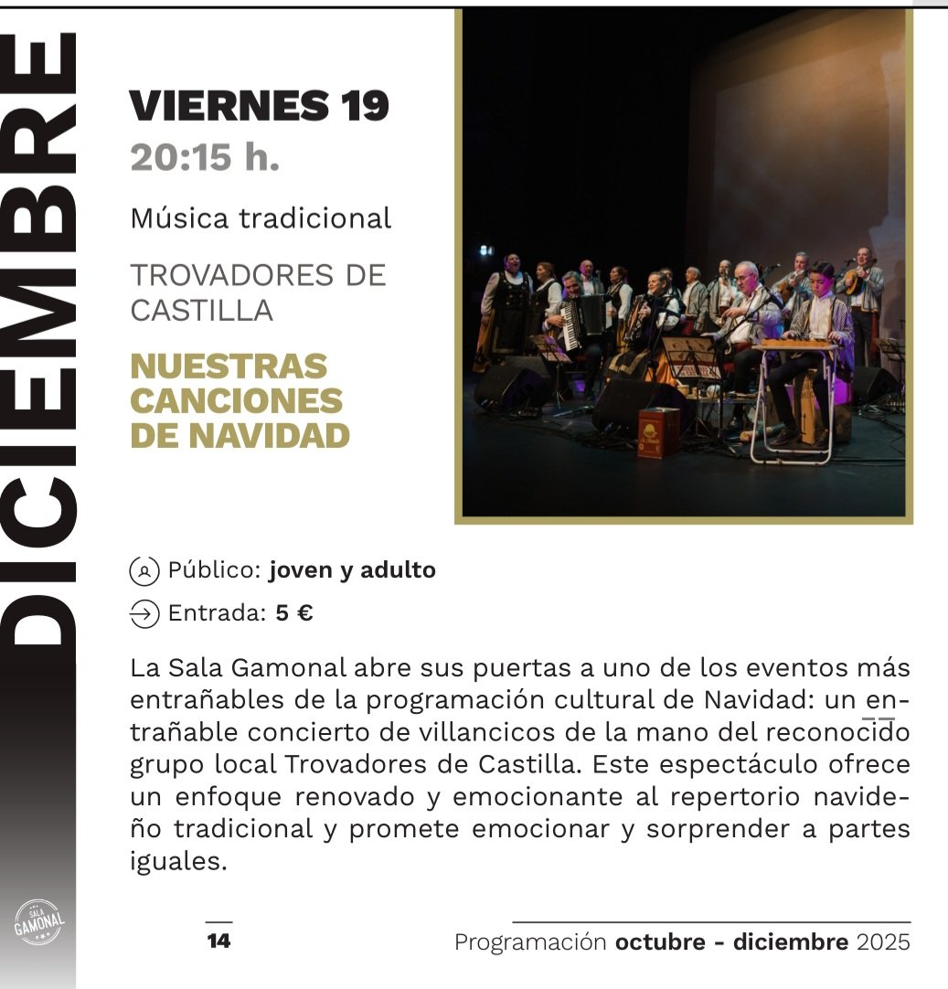 Empieza a llenarse el aforo de la #SalaGamonal para nuestro próximo #concierto con #NuestrasCancionesDeNavidad. !No te quedes sin tu entrada! #Burgos #Burgalesa