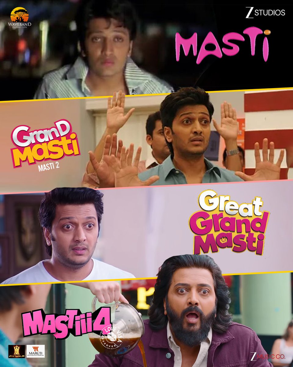 ZeeStudios_'s tweet image. 3 doston ki Masti ne likhi history ✨
Ab wohi dosti wapas lekar aa rahi hai 4x Mastiii! 😎

#Mastiii4 #Trailer #OutSoon
Releasing in cinemas on 21st November

@Riteishd @vivekoberoi @AftabShivdasani @ArshadWarsi @TusshKapoor @NargisFakhri #RuhiSingh #ShreyaSharmaishere