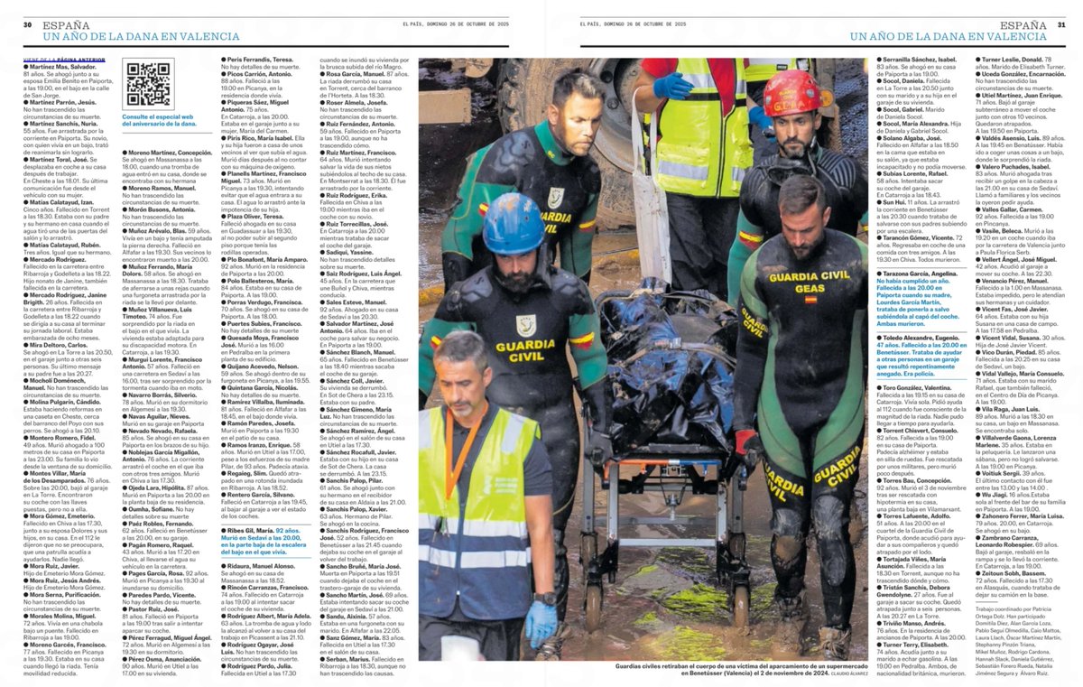 No habrá olvido para las 229 víctimas mortales 
Gracias a <a href="/el_pais/">EL PAÍS</a> por recordarlas a todas. 

Un año después de la tragedia, sus nombres tienen que ser pronunciados, escritos, para que se haga justicia. 

Es incomprensible que quien se fue de comilona pueda seguir como si nada,