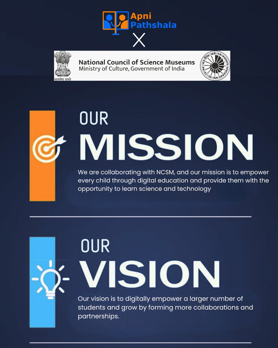 apnipathshala_'s tweet image. Our vision is to digitally empower more students across India by building meaningful partnerships and expanding access to quality science and tech education.
#DigitalLearning #STEMForAll #ApniPathshala  @ncsmgoi @vismuseum